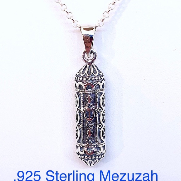 COPY - Ornate Mezuzah Sterling Silver on Rolo Chain, Unisex, NEW, 15”-33”, Gift… - Picture 5 of 8